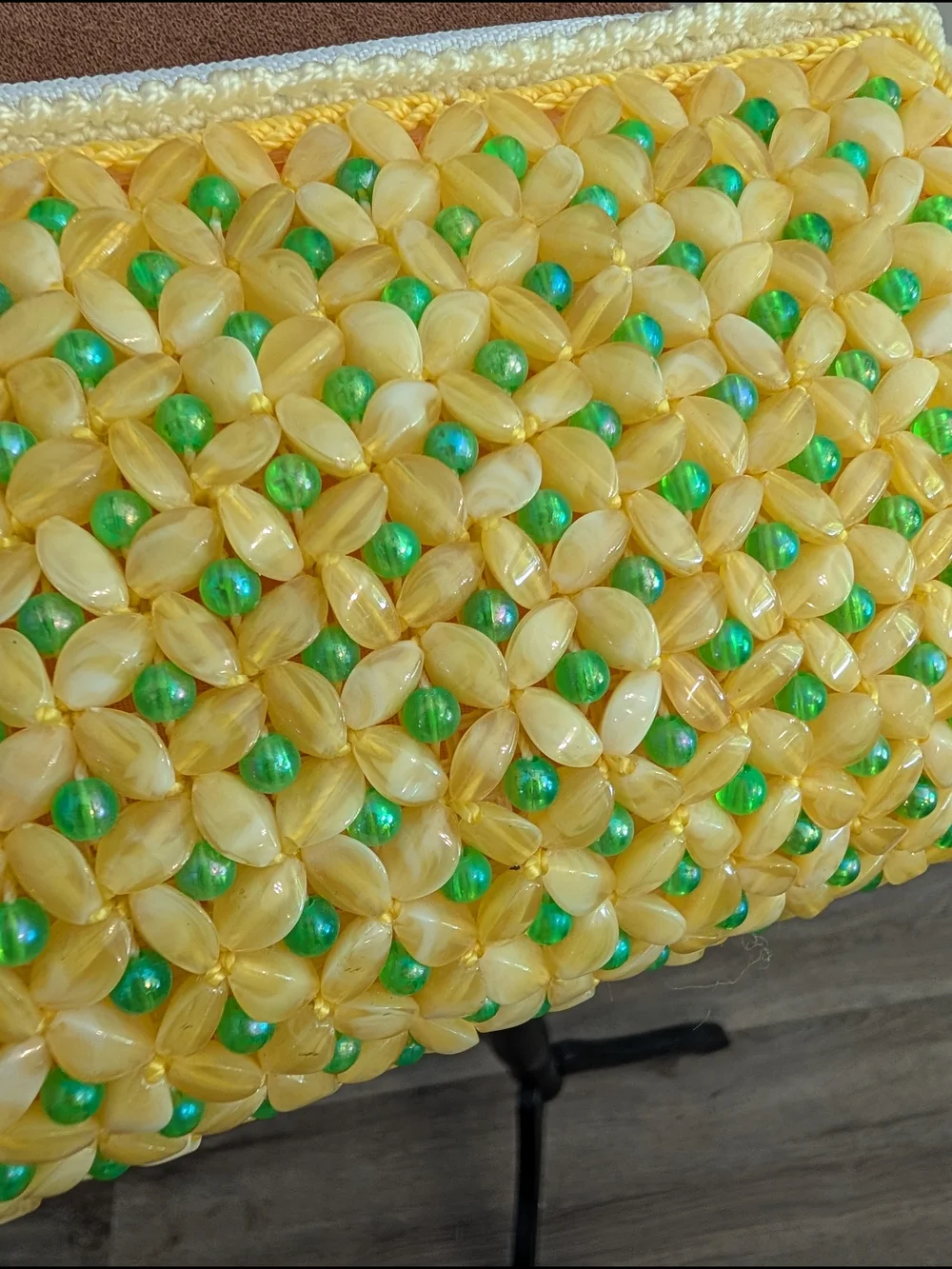 Handwoven Vintage Yellow Beaded Shoulder Bag